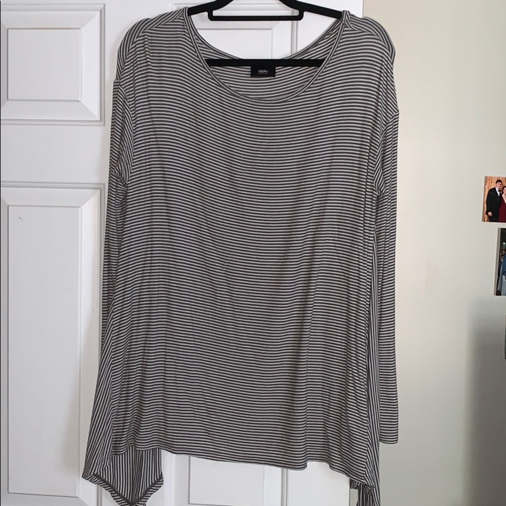 Green and white stripped long sleeve top